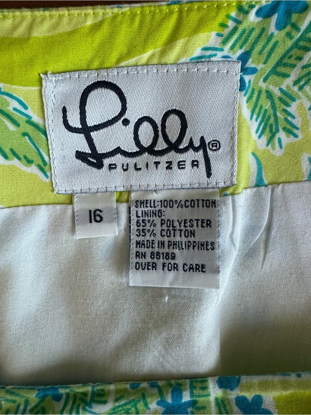 Vintage Lilly Pulitzer Lime & Aqua Tropical Print Mini Skirt Women’s size 16 - Picture 8 of 8
